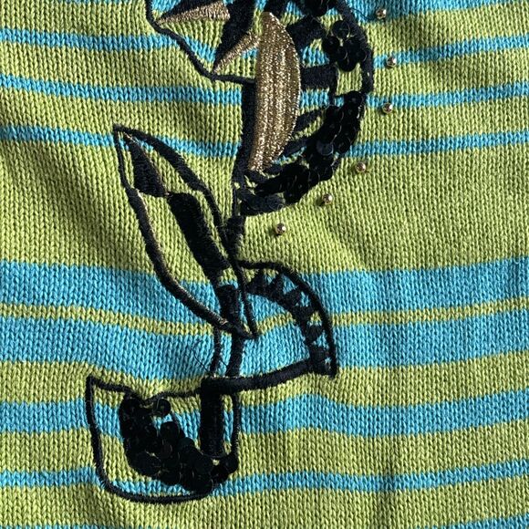Vintage Suzelle Ramie Cotton Novelty Designer Embellished Sweater Size Small - Picture 4 of 10